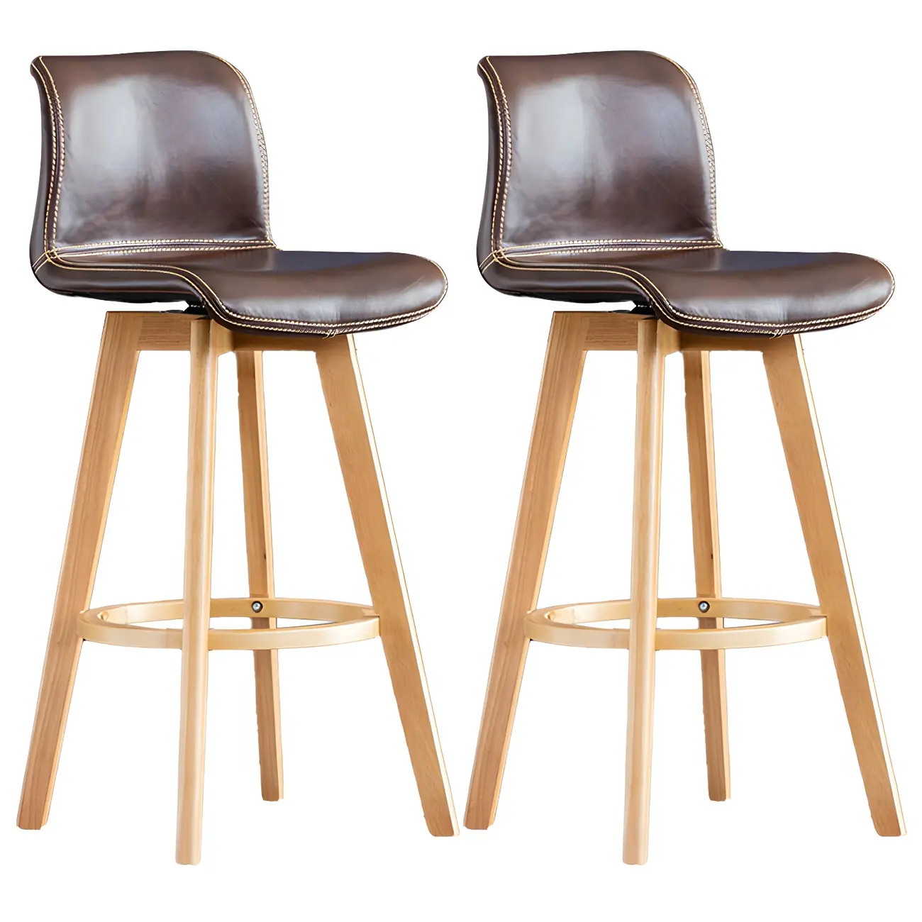 Mid-Century Distressed Leather Swivel Bar Stool with Back Image - 48 | homeyfad