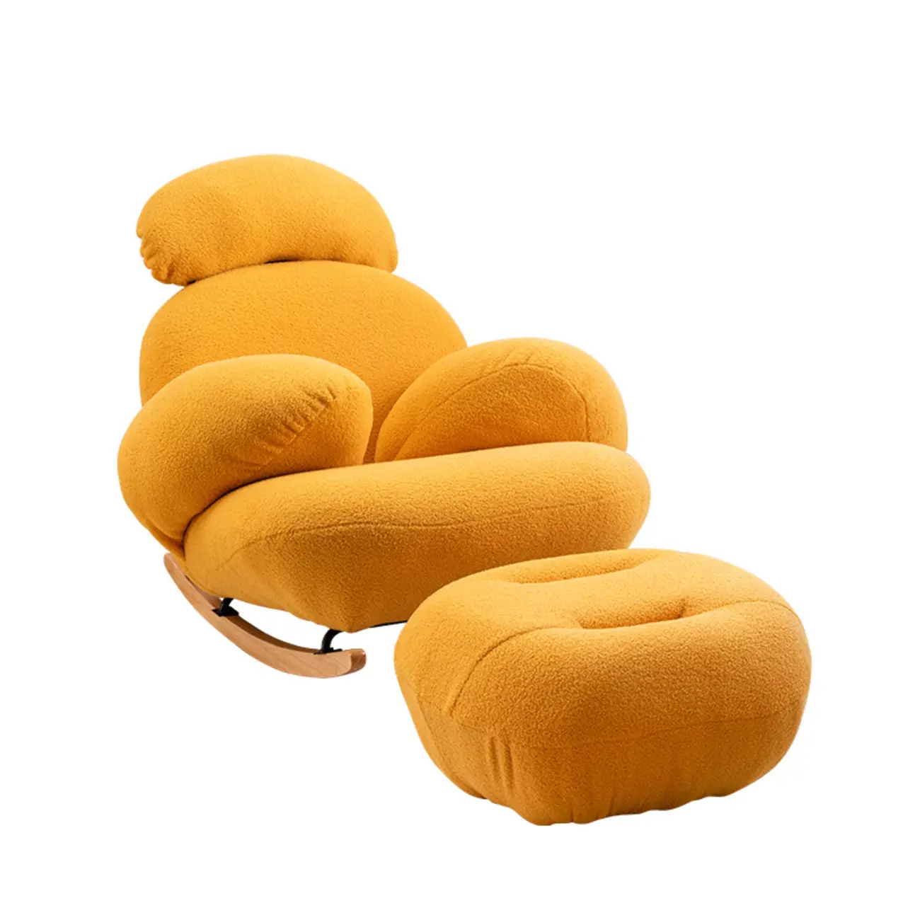 Upholstered Round Arm Rocking Chair with Optional Ottoman Image - 5 | homeyfad