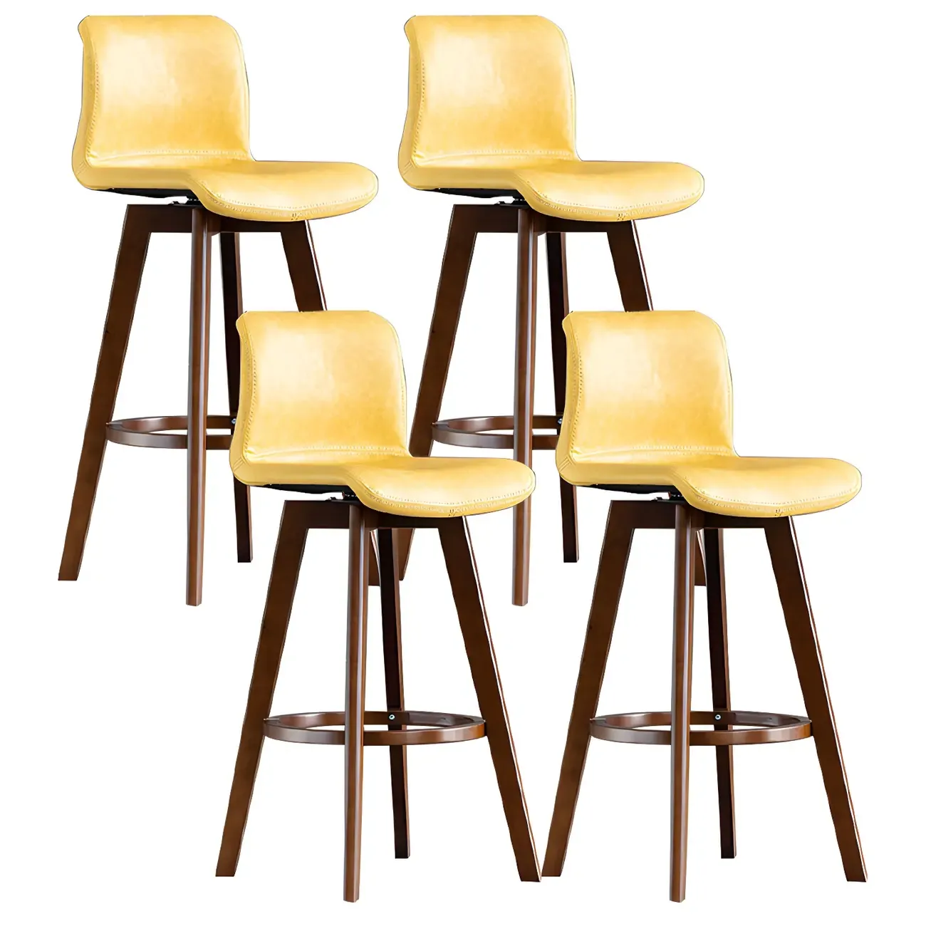 Modern Wooden Bar Stools with Cushioned Backrest for Kitchen Image - 51