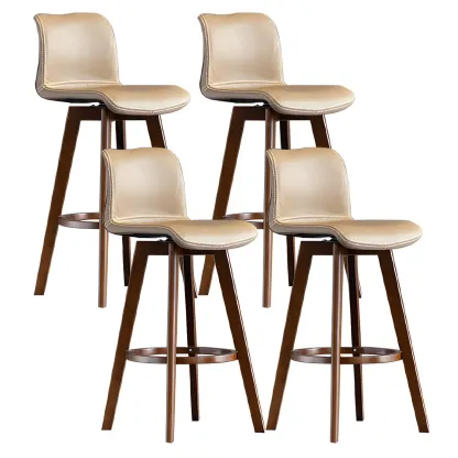 Modern Wooden Bar Stools with Cushioned Backrest for Kitchen