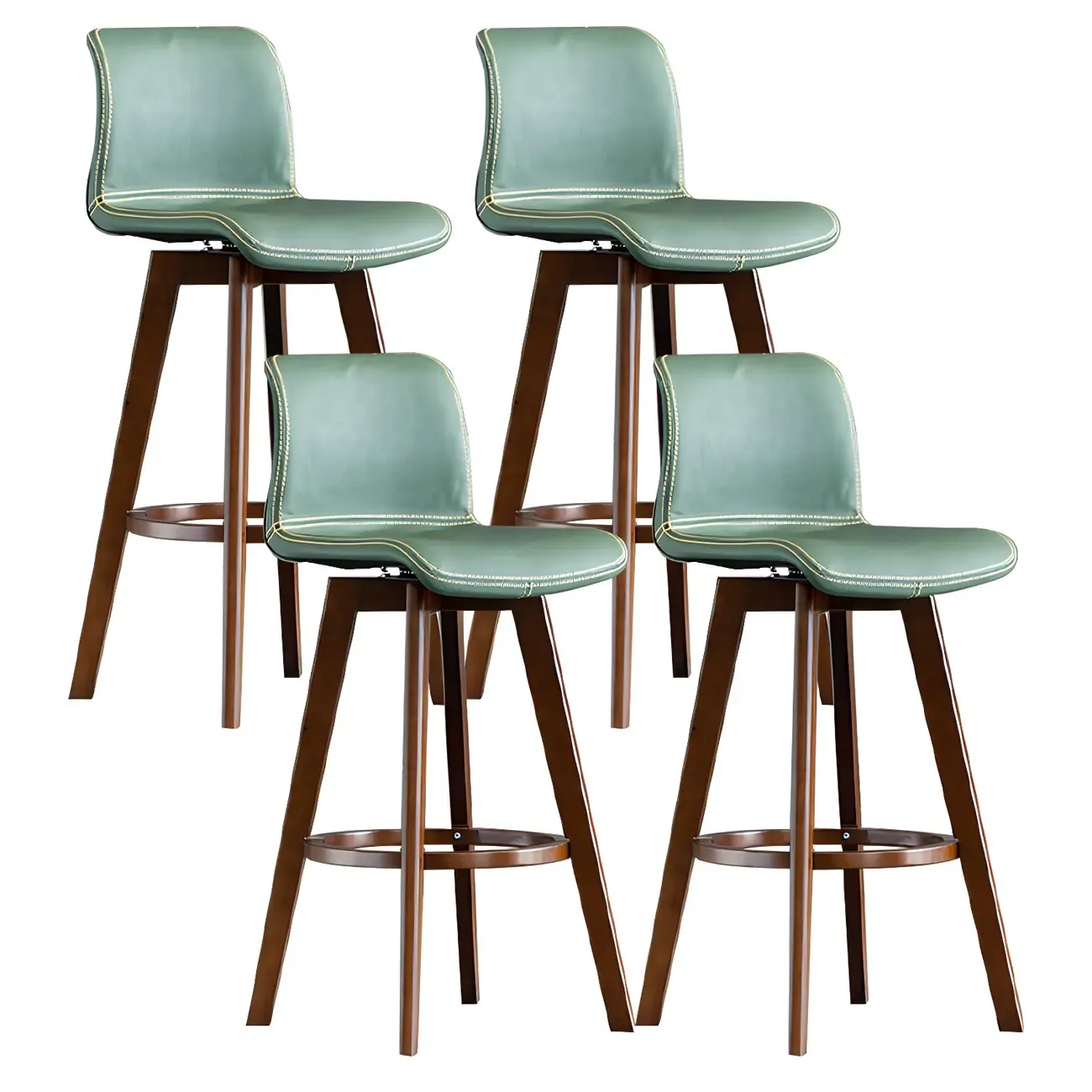 Modern Wooden Bar Stools with Cushioned Backrest for Kitchen Image - 53