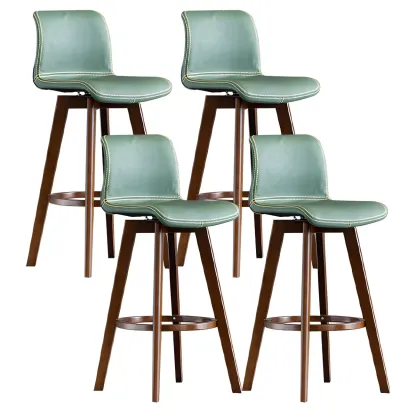 Modern Wooden Bar Stools with Cushioned Backrest for Kitchen Image - 53