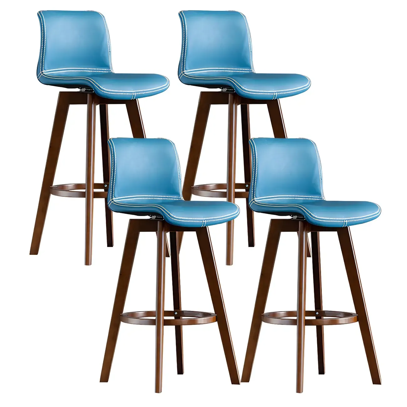 Modern Wooden Bar Stools with Cushioned Backrest for Kitchen Image - 54