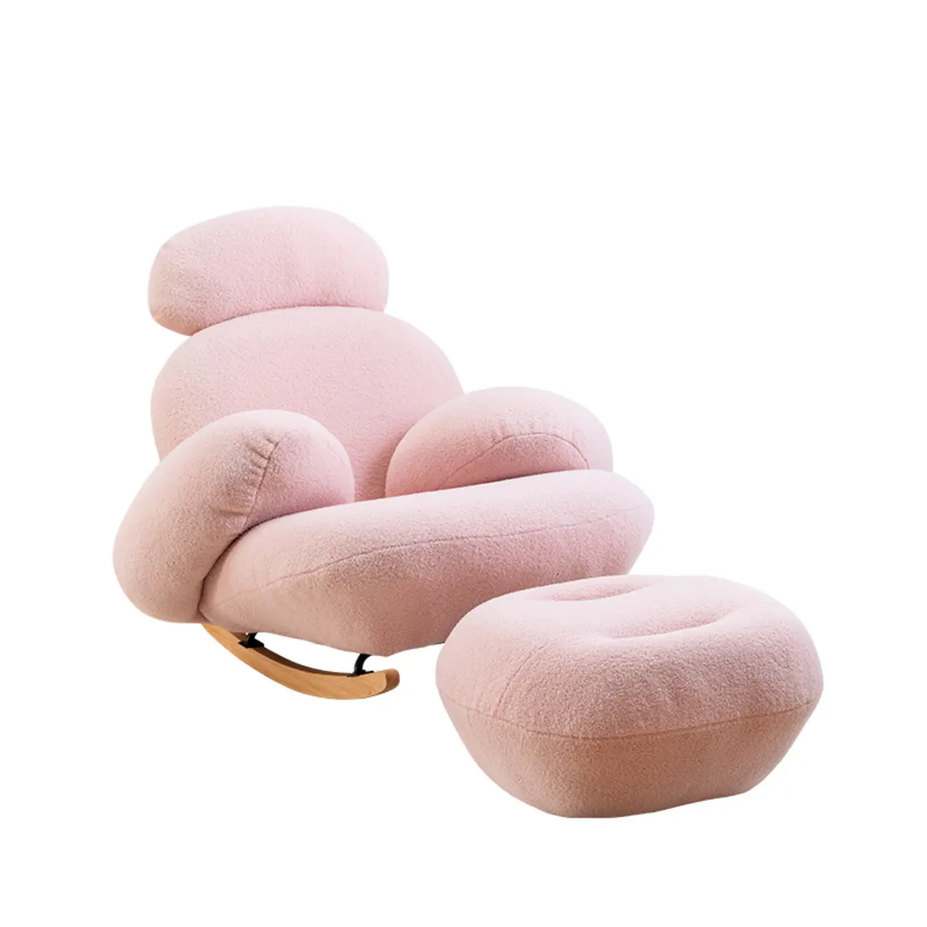 Upholstered Round Arm Rocking Chair with Optional Ottoman Image - 6 | homeyfad