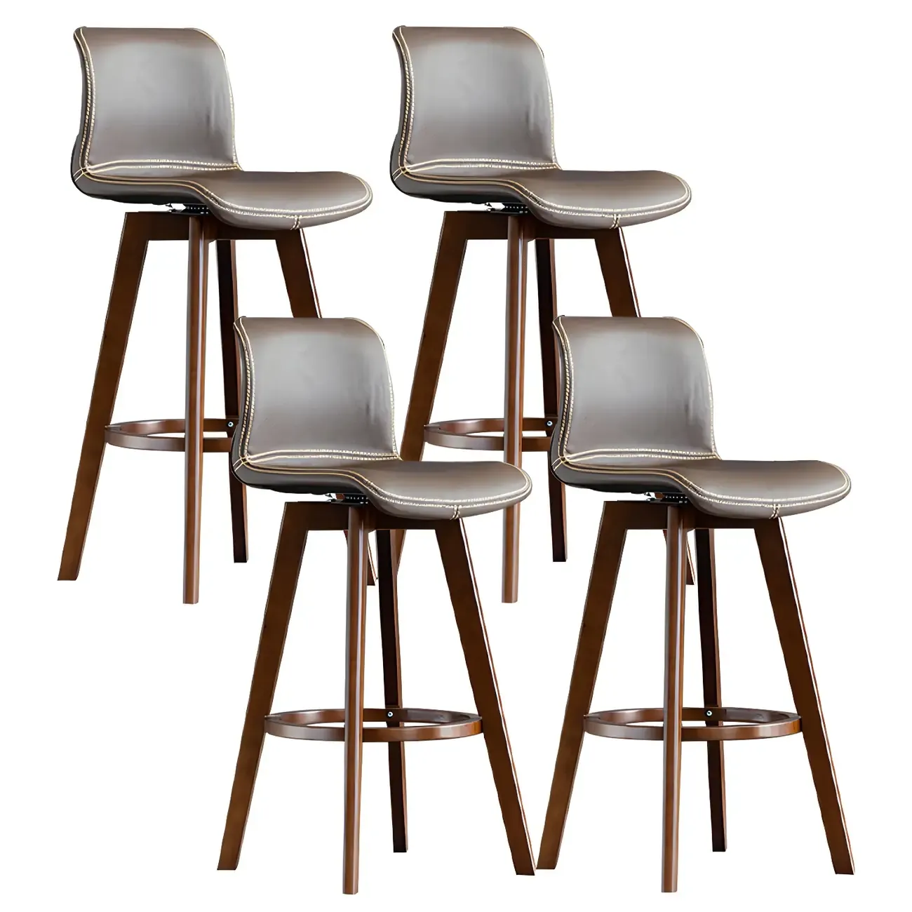 Modern Wooden Bar Stools with Cushioned Backrest for Kitchen Image - 56