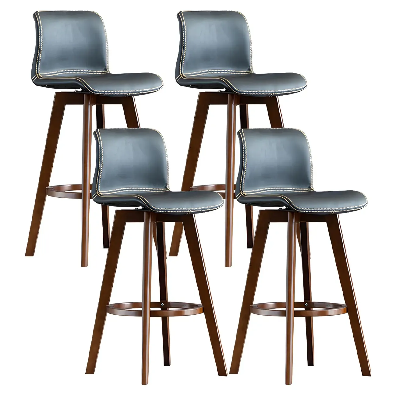 Modern Wooden Bar Stools with Cushioned Backrest for Kitchen Image - 58