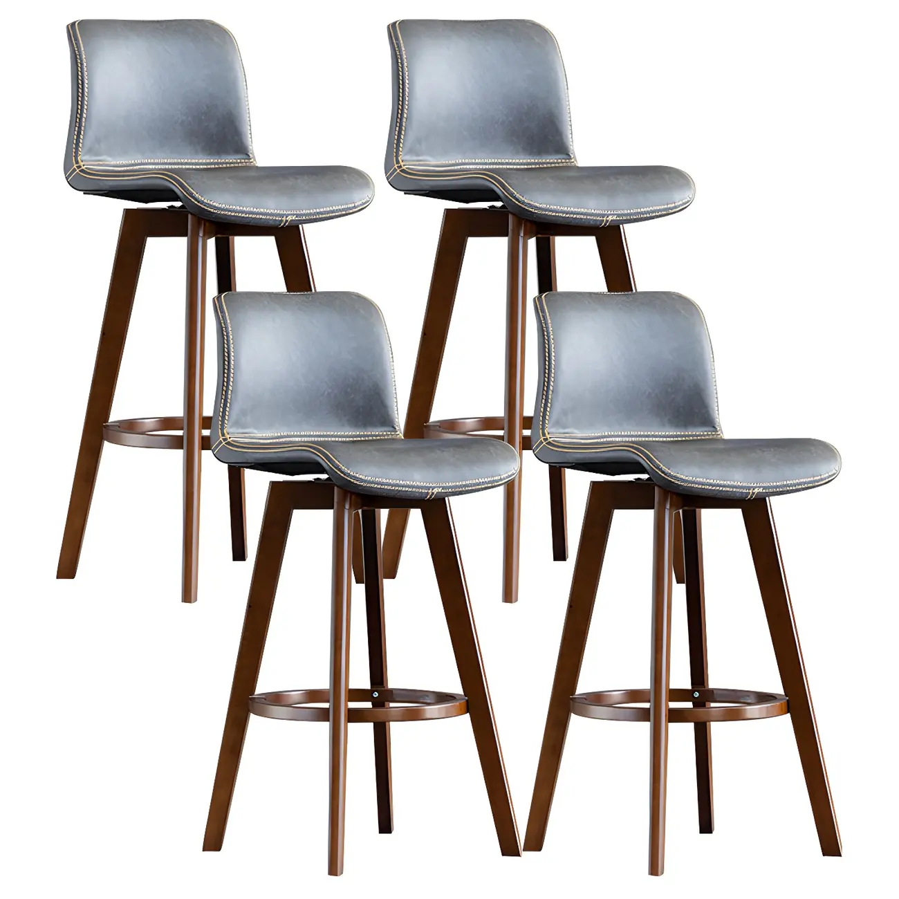 Mid-Century Distressed Leather Swivel Bar Stool with Back Image - 56 | homeyfad