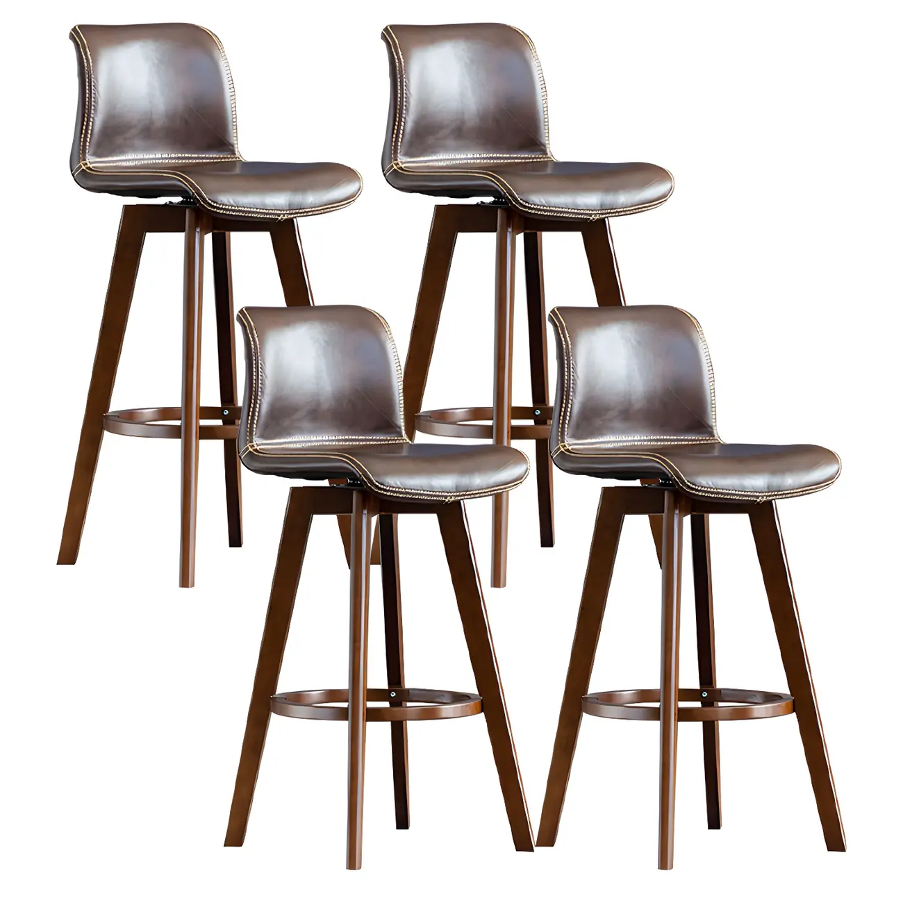 Mid-Century Distressed Leather Swivel Bar Stool with Back Image - 57 | homeyfad