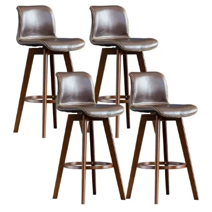 Mid-Century Distressed Leather Swivel Bar Stool with Back Image - 57