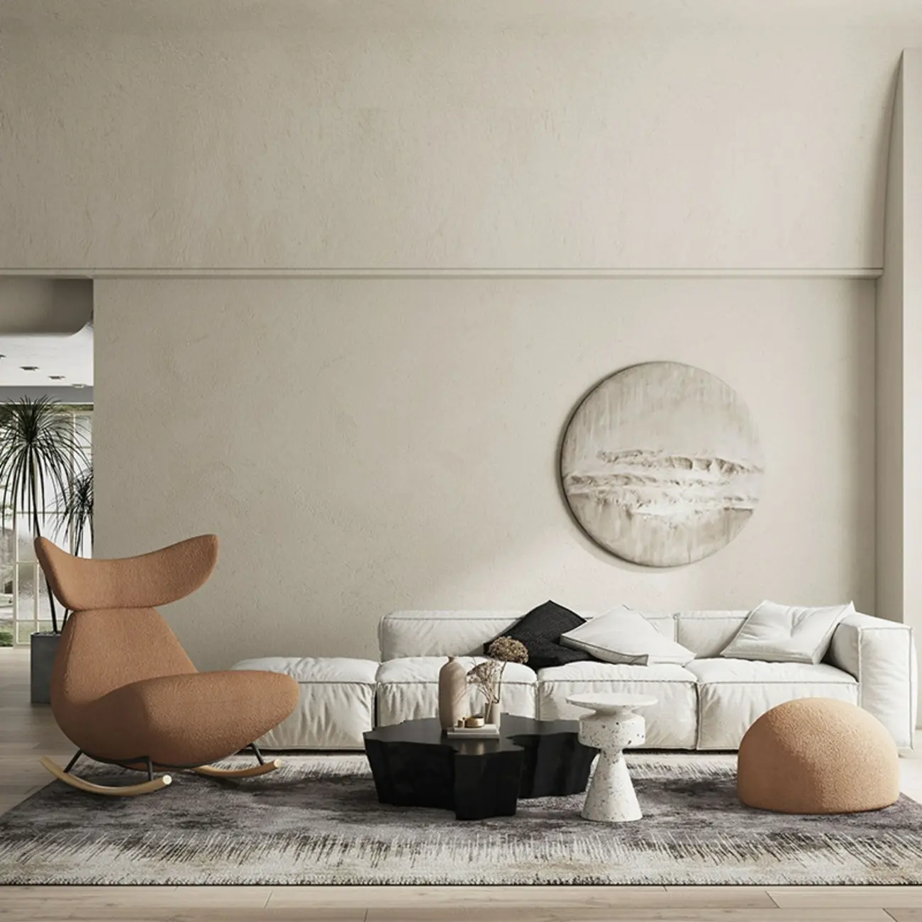 Upholstered Rocking Chair in Whale Shaped with Ottoman Image - 2 | homeyfad