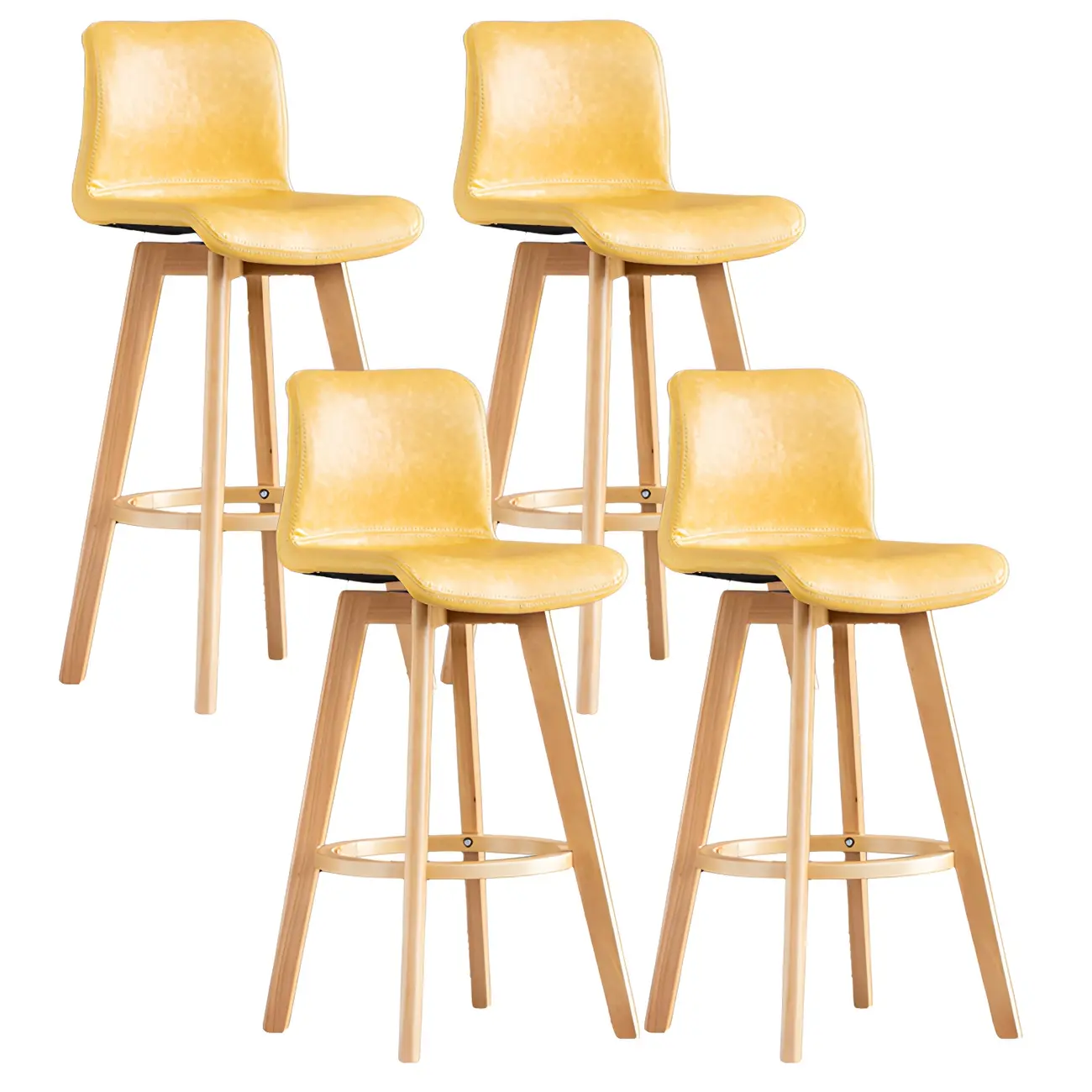 Modern Wooden Bar Stools with Cushioned Backrest for Kitchen Image - 61 | homeyfad