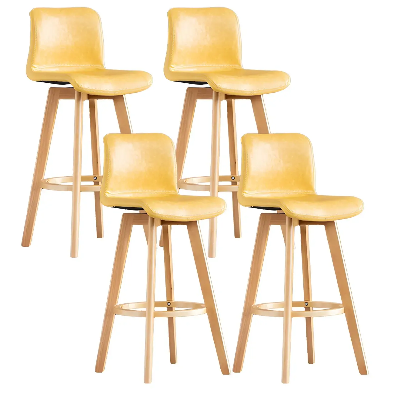 Modern Wooden Bar Stools with Cushioned Backrest for Kitchen Image - 61