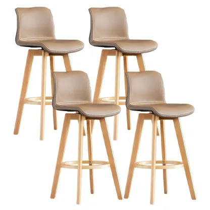 Modern Wooden Bar Stools with Cushioned Backrest for Kitchen