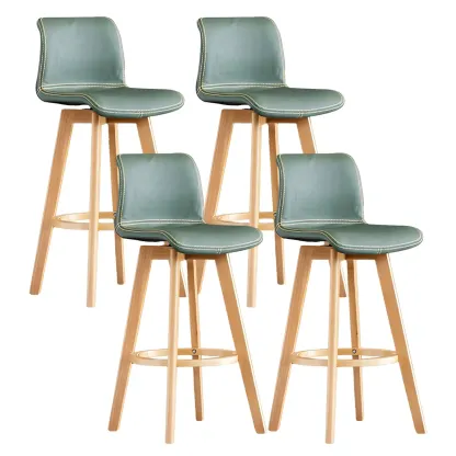 Modern Wooden Bar Stools with Cushioned Backrest for Kitchen Image - 63