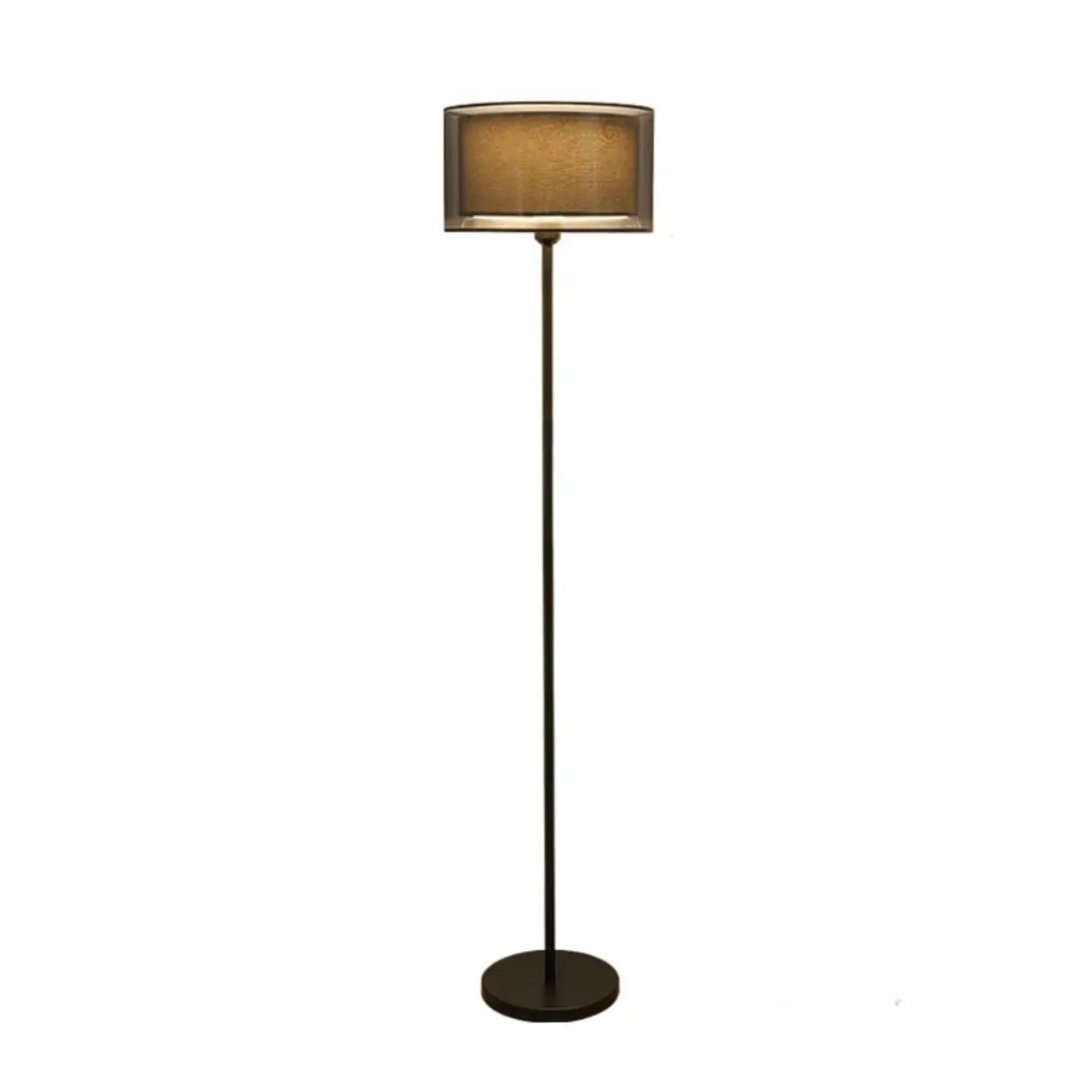 Modern Floor Lamp with Duble Drum Shade for Living Room Image - 2