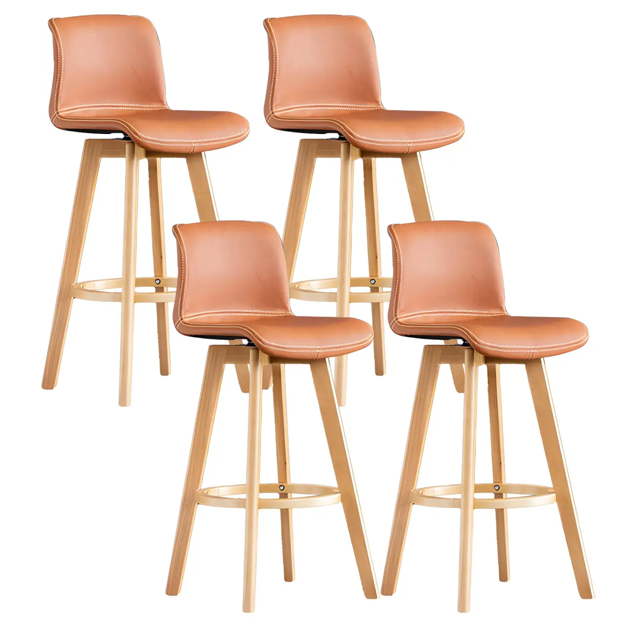 Mid-Century Distressed Leather Swivel Bar Stool with Back Image - 62 | homeyfad