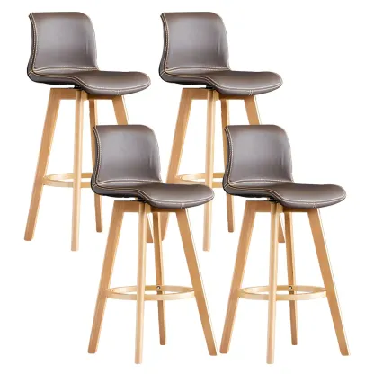 Modern Wooden Bar Stools with Cushioned Backrest for Kitchen Image - 66