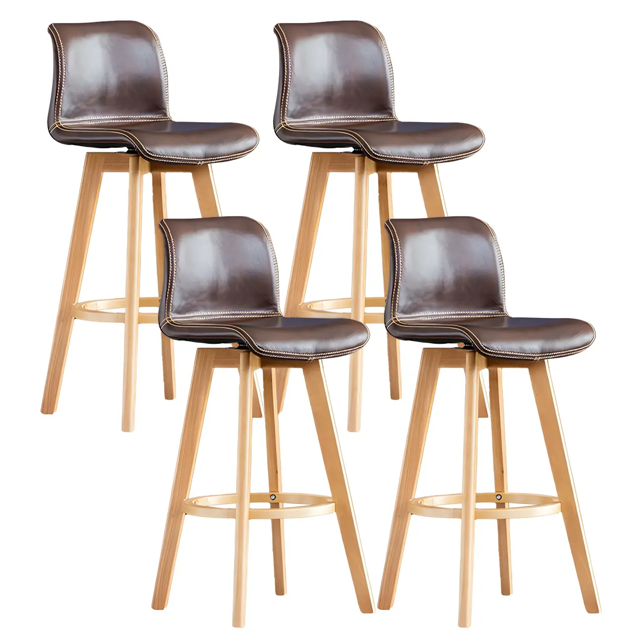 Mid-Century Distressed Leather Swivel Bar Stool with Back Image - 78 | homeyfad