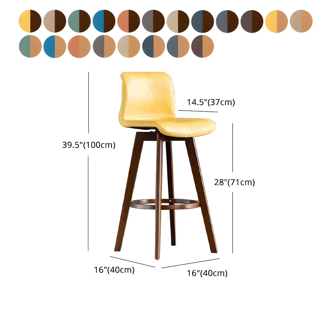 Modern Wooden Bar Stools with Cushioned Backrest for Kitchen #size | homeyfad