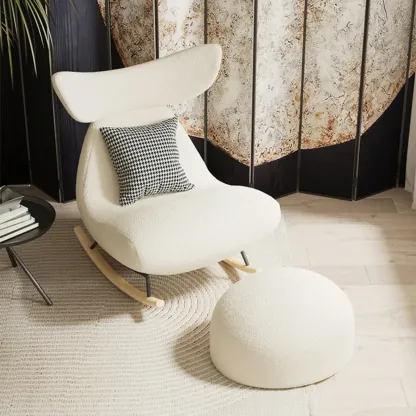 Upholstered Rocking Chair in Whale Shaped with Ottoman Image - 4