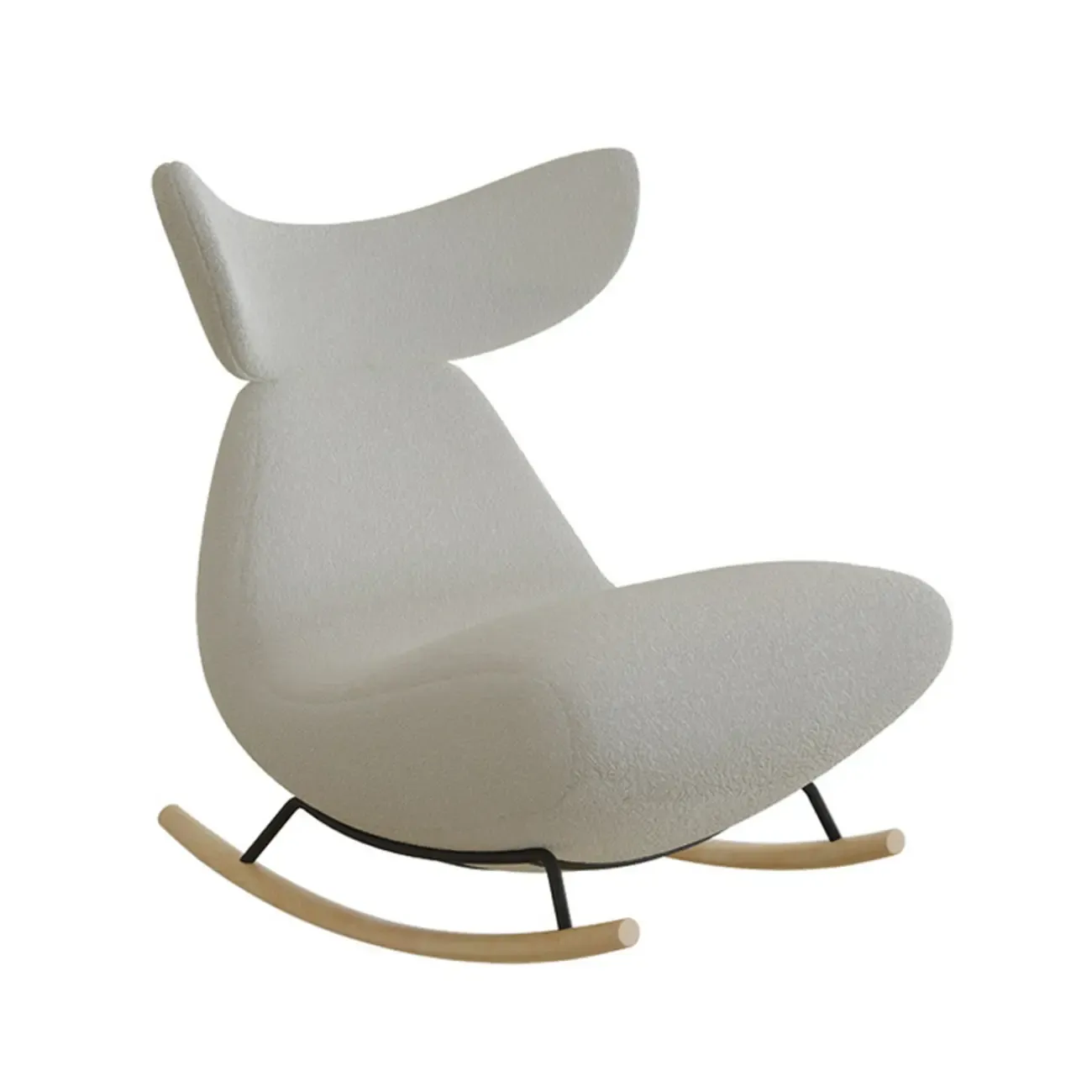 Upholstered Rocking Chair in Whale Shaped with Ottoman Image - 5