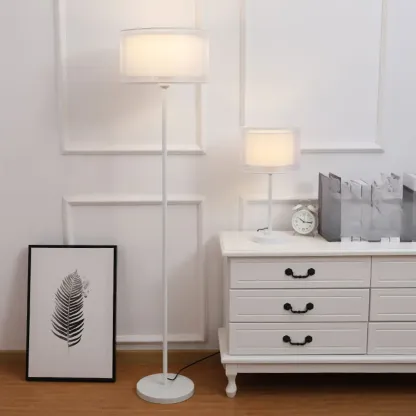 Modern Floor Lamp with Duble Drum Shade for Living Room Image - 6
