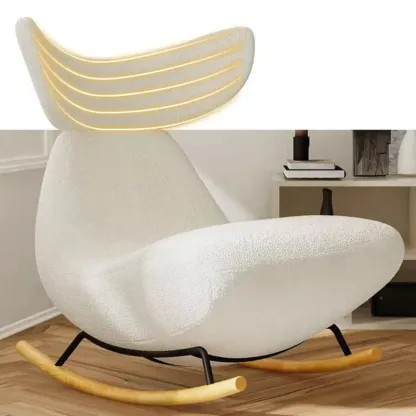 Upholstered Rocking Chair in Whale Shaped with Ottoman Image - 6
