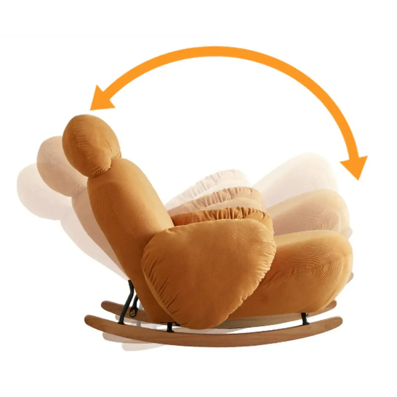 Upholstered Round Arm Rocking Chair with Optional Ottoman Image - 12