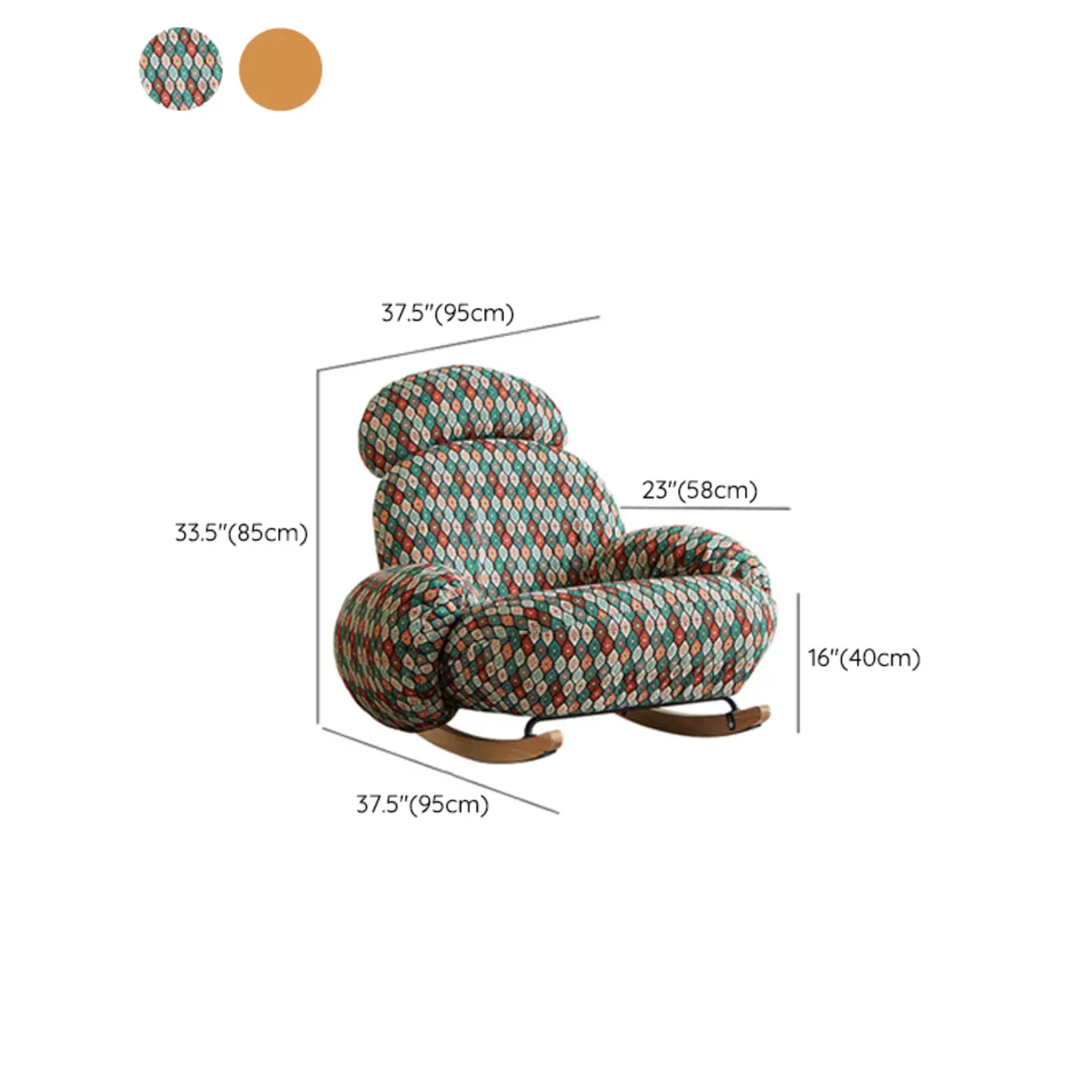 Upholstered Round Arm Rocking Chair with Optional Ottoman Image - 15 | homeyfad