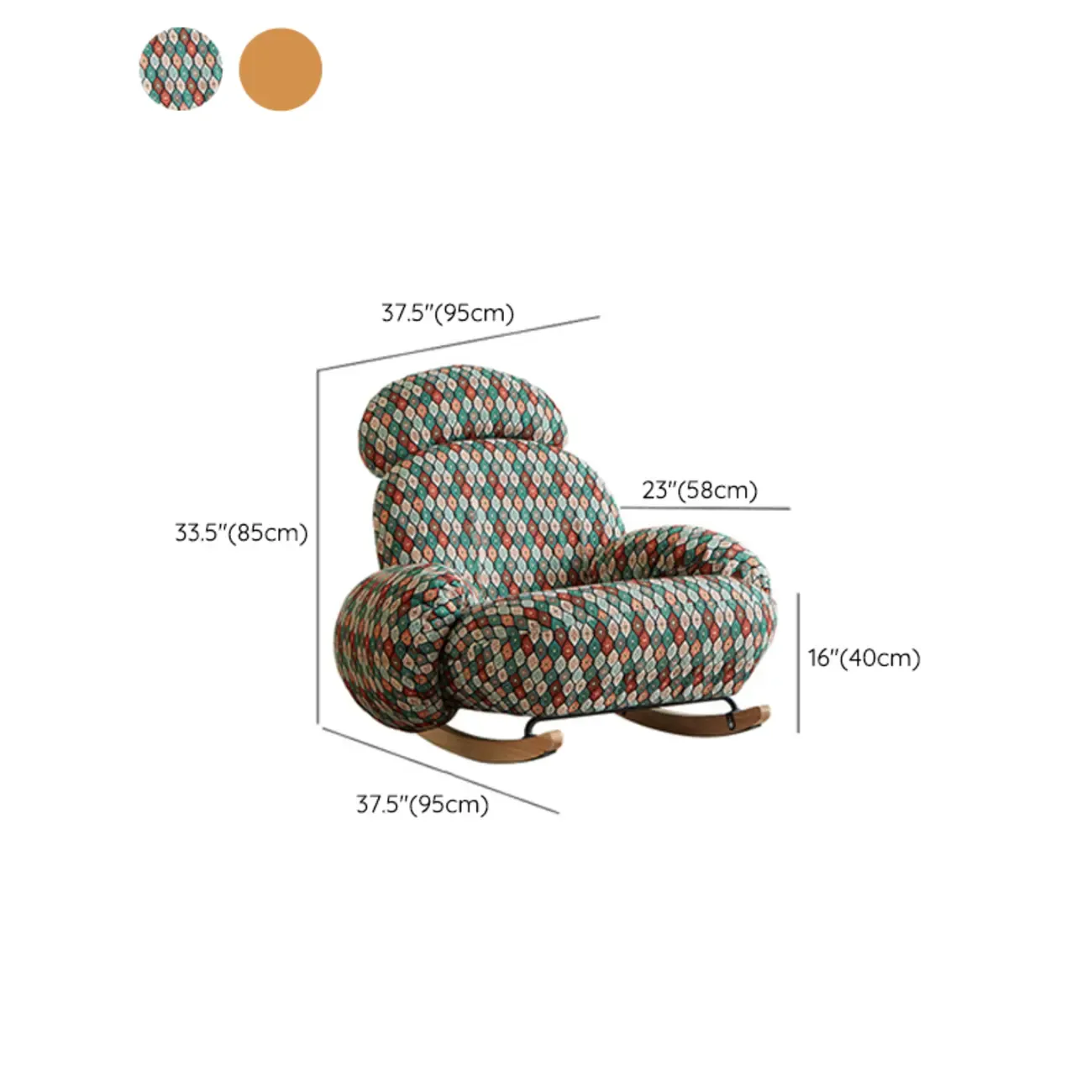 Upholstered Round Arm Rocking Chair with Optional Ottoman Image - 15