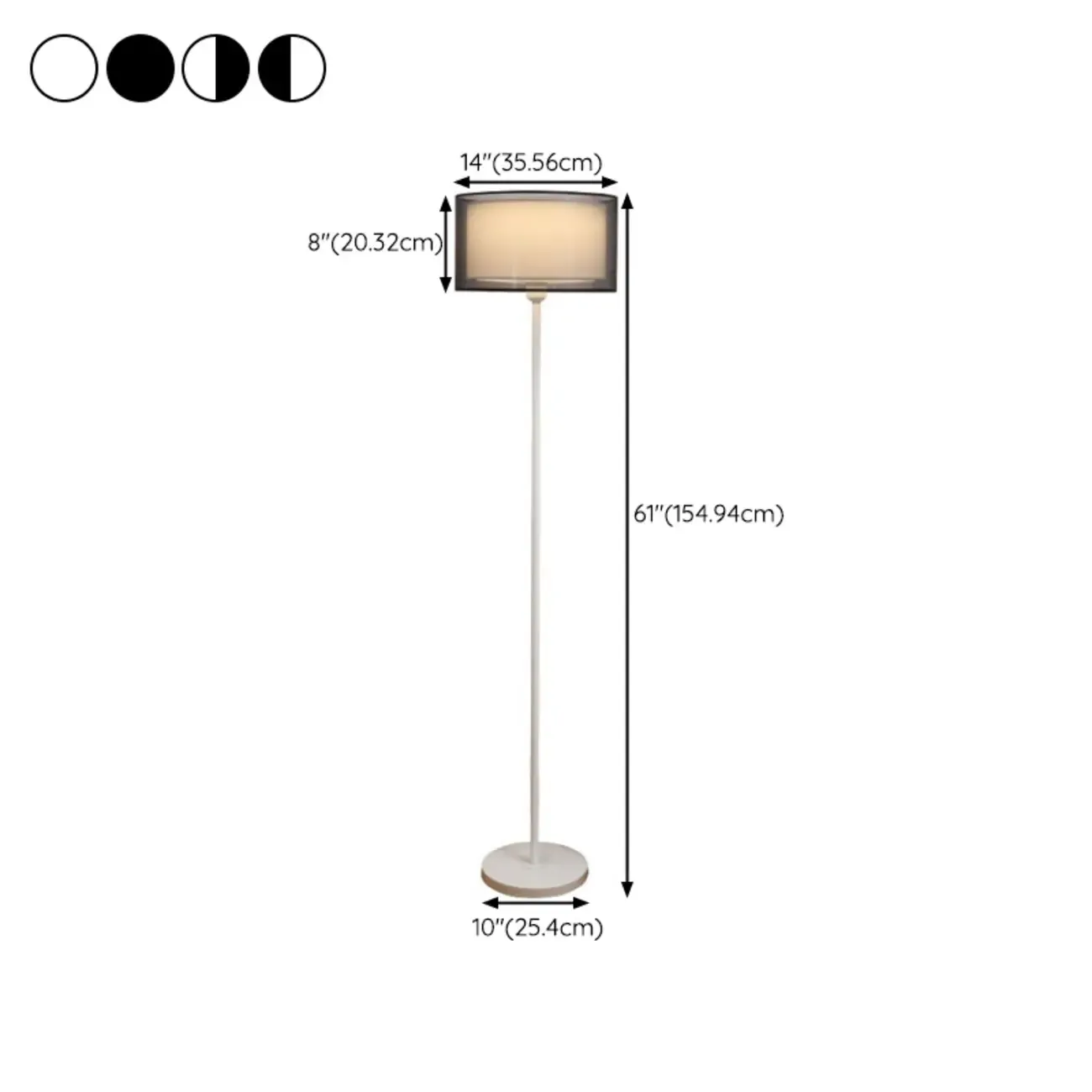 Modern Floor Lamp with Duble Drum Shade for Living Room #size