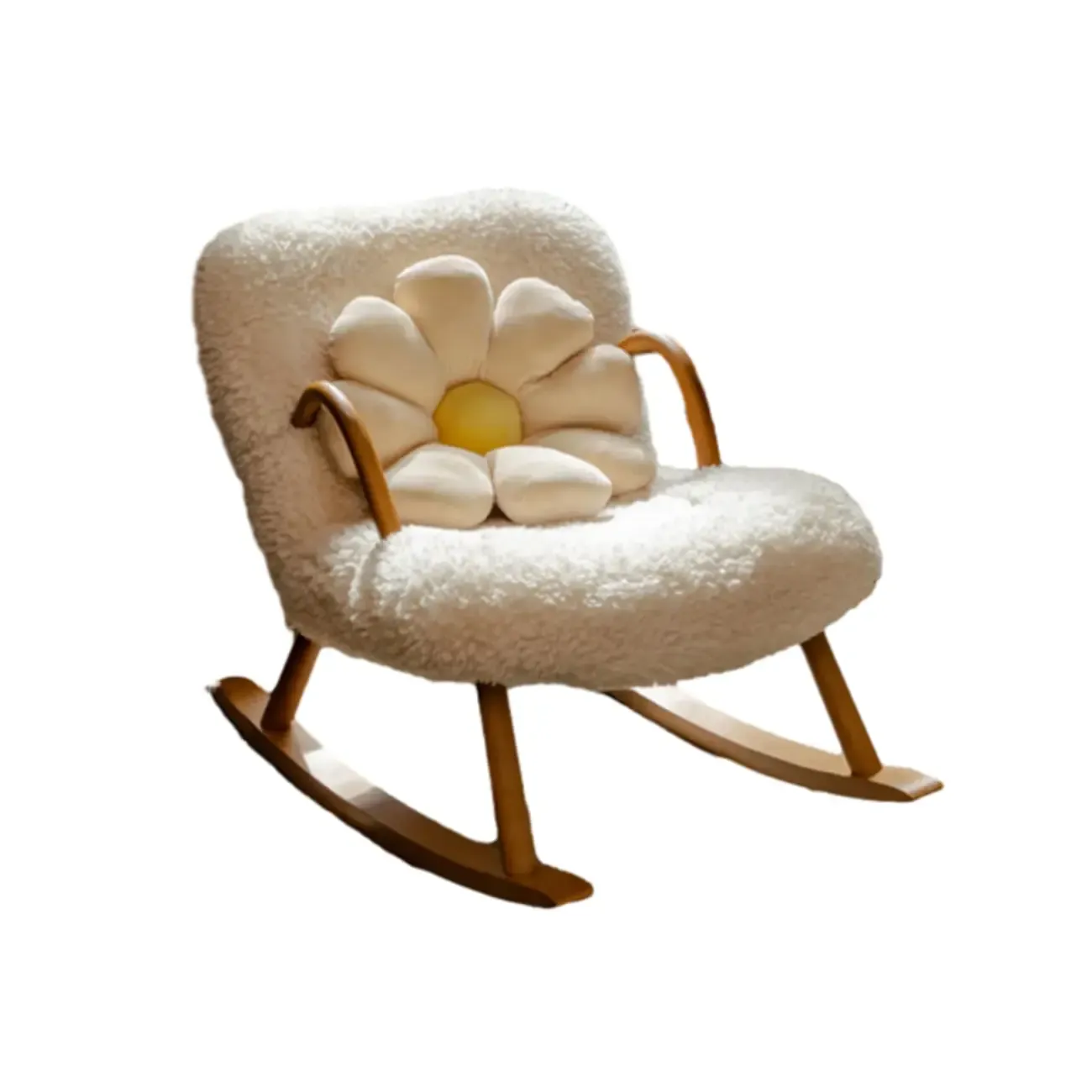 Vintage Flannel Upholstered Wood Rocking Chair for Living Room Image - 4