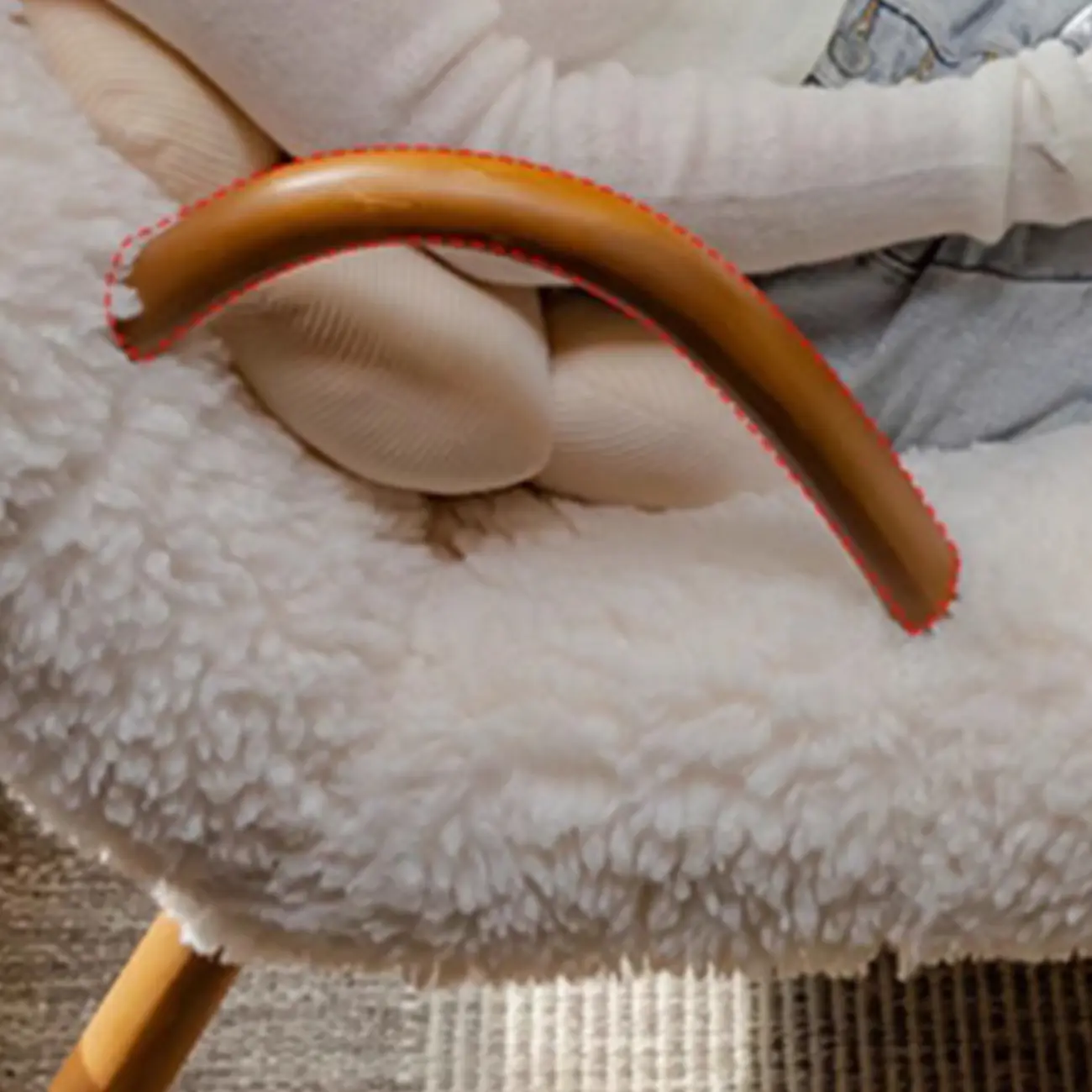 Vintage Flannel Upholstered Wood Rocking Chair for Living Room Image - 6 | homeyfad