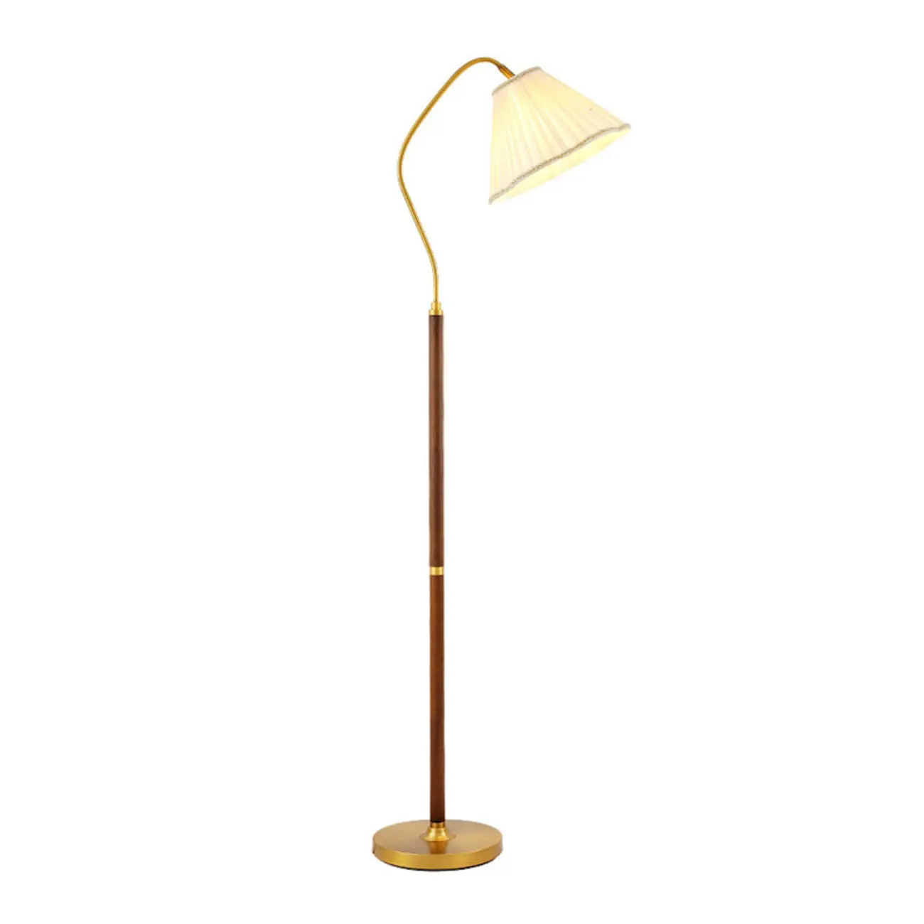 Natural Wooden Floor Lamps with Pleated Shade for Living Room Image - 5 | homeyfad