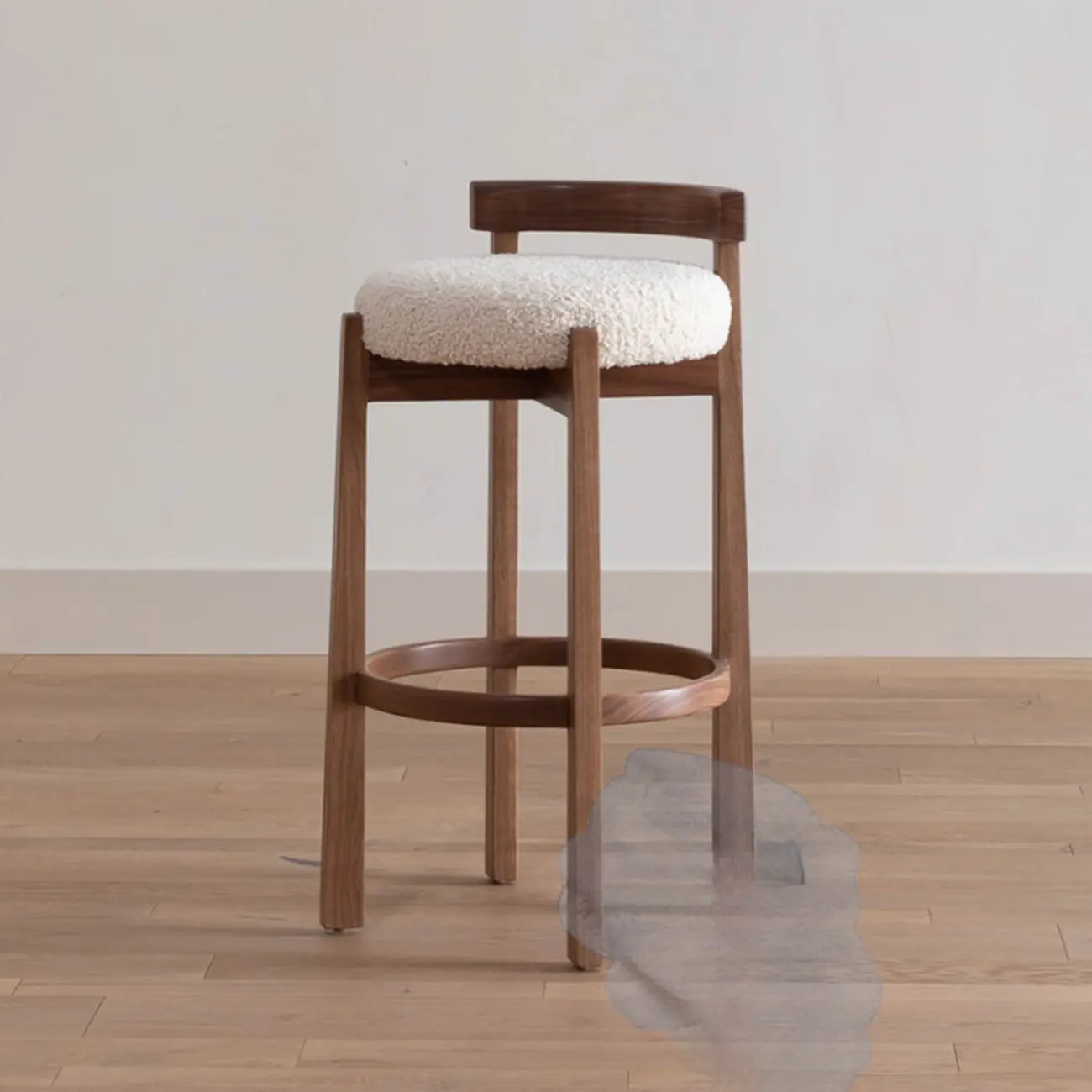 Glam Wooden Cushioned Bar Stools with Round Seat for Home Bar Image - 3 | homeyfad