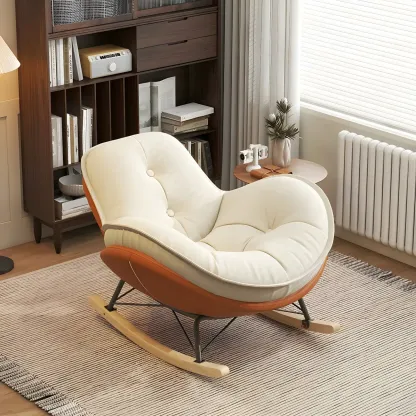 Modern Flannel Upholstered Rocking Chair with Ottoman Image - 4