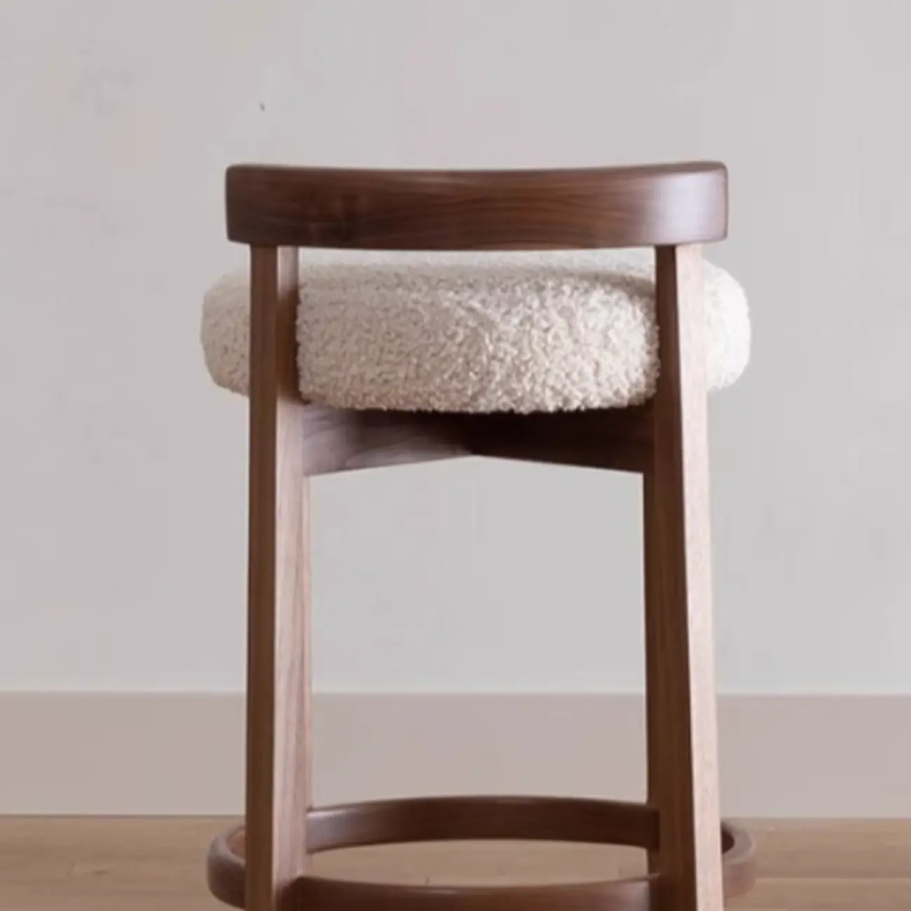 Glam Wooden Cushioned Bar Stools with Round Seat for Home Bar Image - 6 | homeyfad