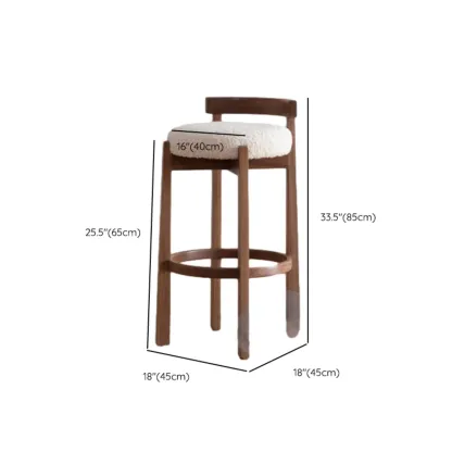 Glam Wooden Cushioned Bar Stools with Round Seat for Home Bar #size