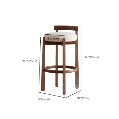 Glam Wooden Cushioned Bar Stools with Round Seat for Home Bar Image - 9