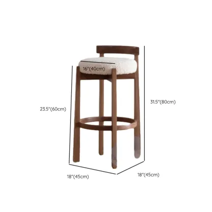 Glam Wooden Cushioned Bar Stools with Round Seat for Home Bar Image - 10