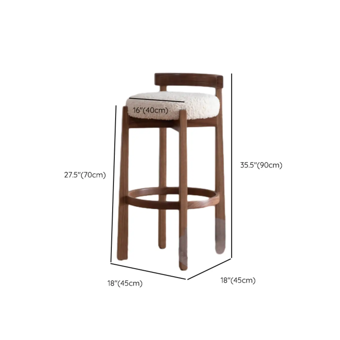 Glam Wooden Cushioned Bar Stools with Round Seat for Home Bar Image - 11 | homeyfad