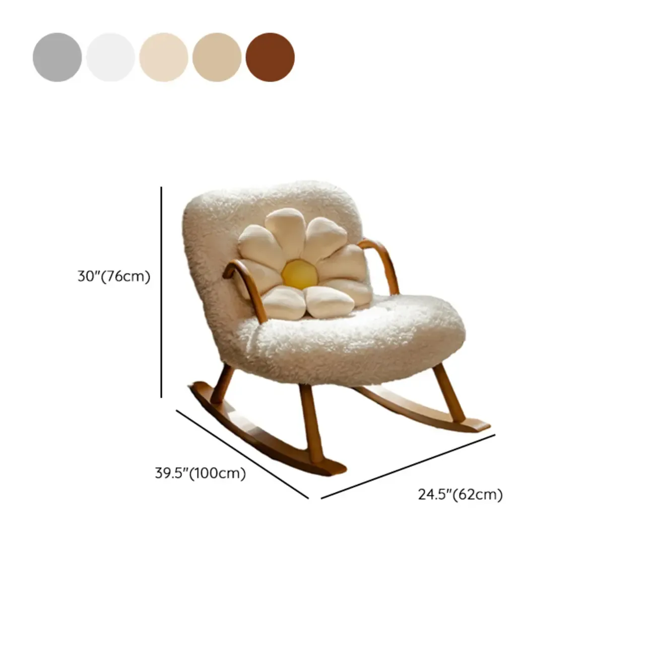 Vintage Flannel Upholstered Wood Rocking Chair for Living Room #size