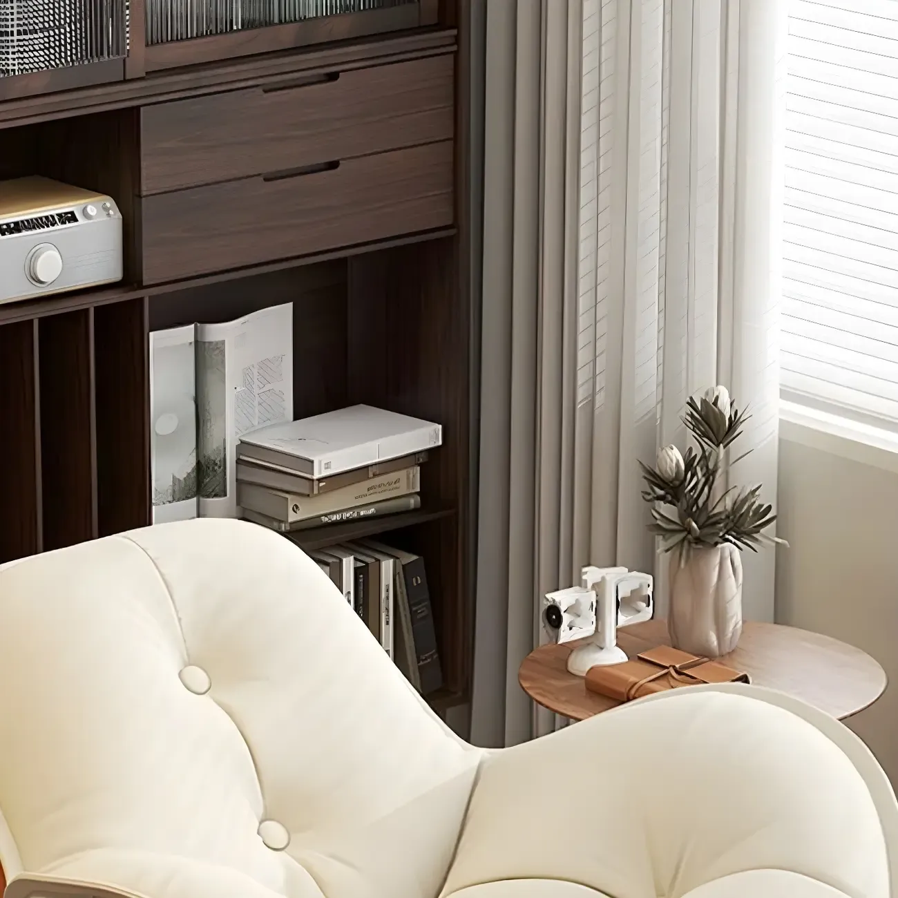 Modern Flannel Upholstered Rocking Chair with Ottoman Image - 5