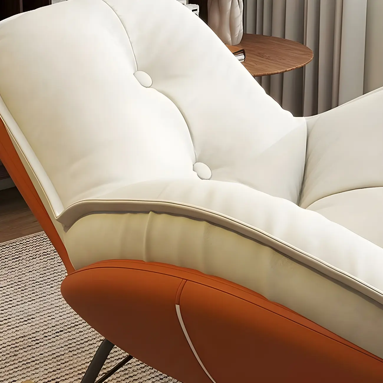 Modern Flannel Upholstered Rocking Chair with Ottoman Image - 7 | homeyfad