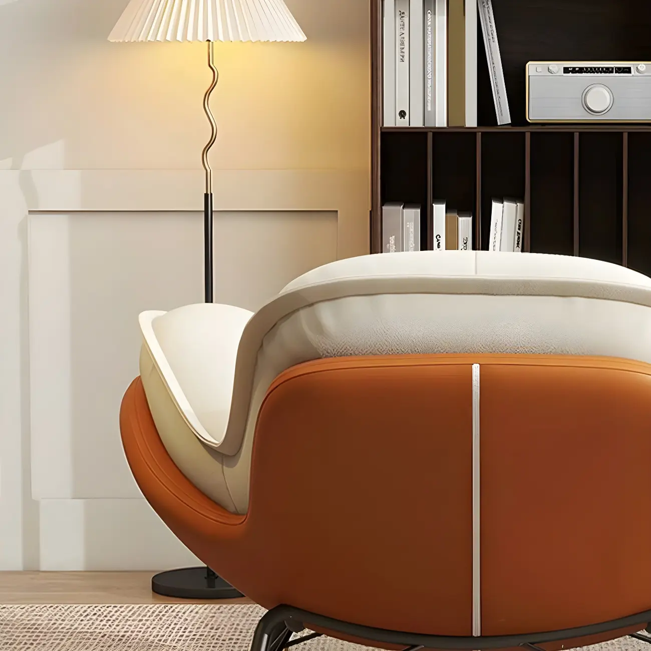 Modern Flannel Upholstered Rocking Chair with Ottoman Image - 9 | homeyfad