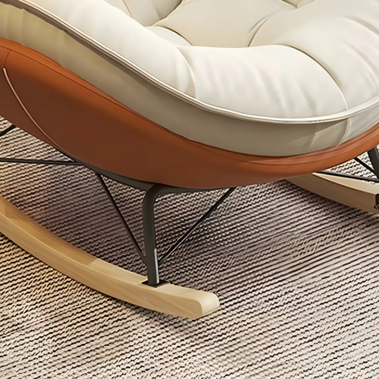 Modern Flannel Upholstered Rocking Chair with Ottoman Image - 12 | homeyfad