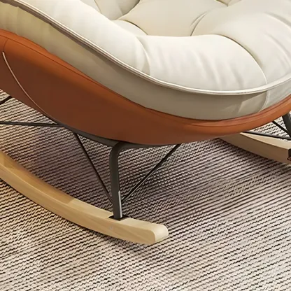 Modern Flannel Upholstered Rocking Chair with Ottoman Image - 12