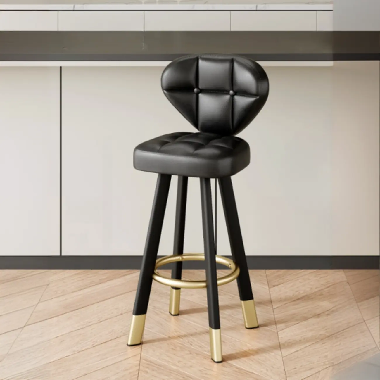 Classic Adjustable Leather Bar Stools with Metal Footrest for Home Image - 14 | homeyfad