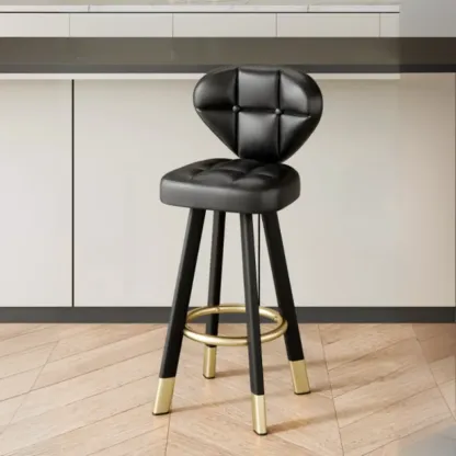 Classic Adjustable Leather Bar Stools with Metal Footrest for Home Image - 14