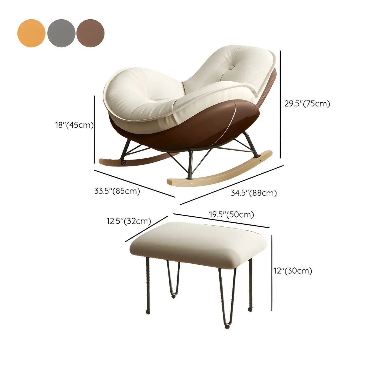 Modern Flannel Upholstered Rocking Chair with Ottoman #size | homeyfad